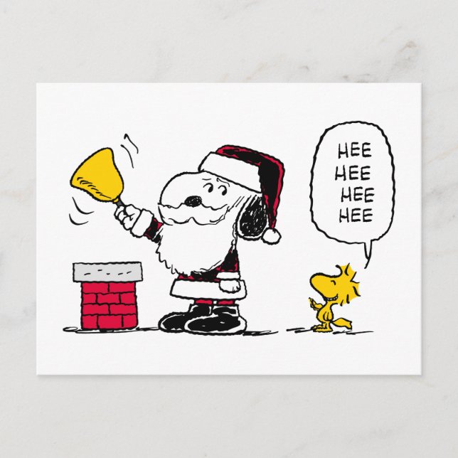 Postal Cacahuetes | Snoopy & Woodstock Santa Bell Ringer (Anverso)