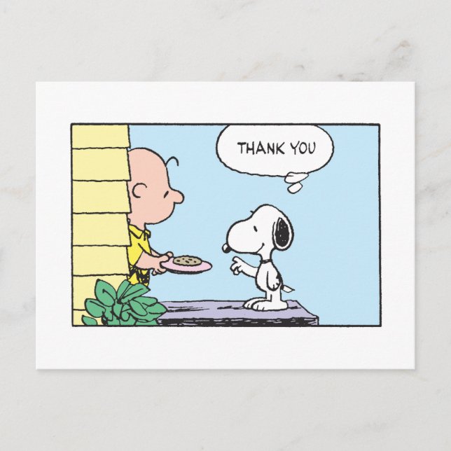 Postal Cacahuetes | Snoopy y Charlie Brown Gracias (Anverso)