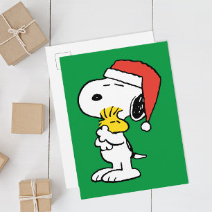 Postal Cacahuetes   Snoopy y Woodstock Abrazos Navideños