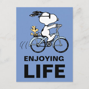 Postal Cacahuetes   Snoopy y Woodstock en Bicicleta