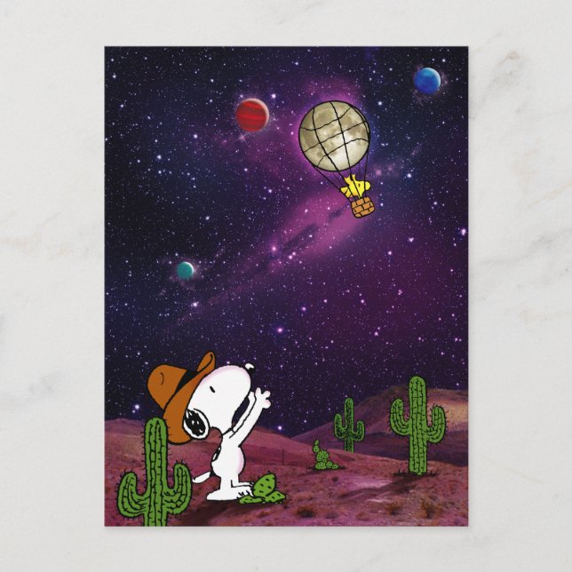 Postal Cacahuetes | Vaquero Snoopy y Woodstock (Anverso)