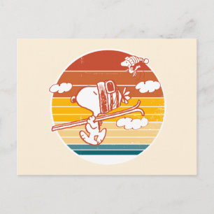 Postal Cacahuetes   Viaje de esquí de Snoopy y Woodstock