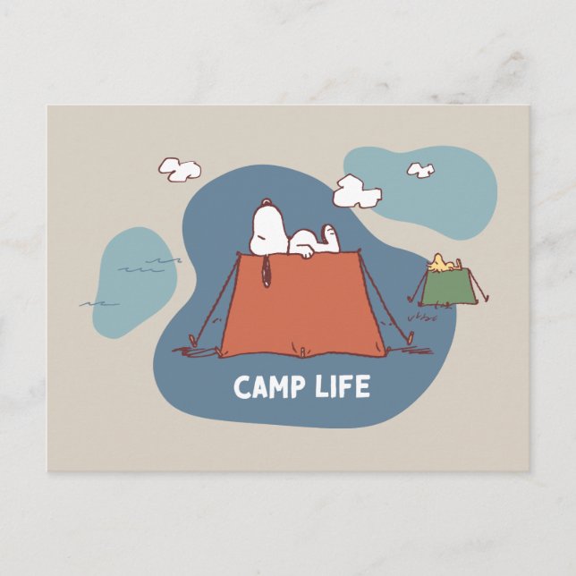 Postal Cacahuetes | Vida de campamento de Snoopy y Woodst (Anverso)