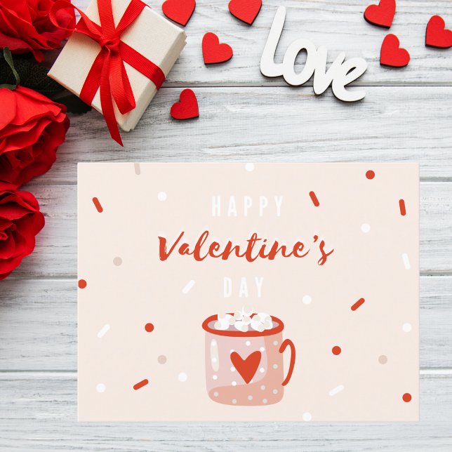Postal Cacao caliente el día de San Valentín con confetti (Subido por el creador)