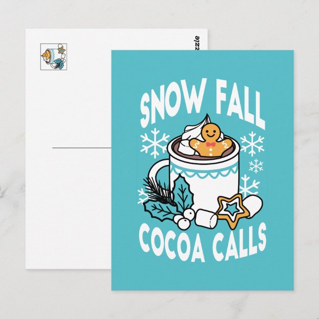 Postal Cacao caliente y encanto invernal - Llamadas de ca (Anverso / Reverso)