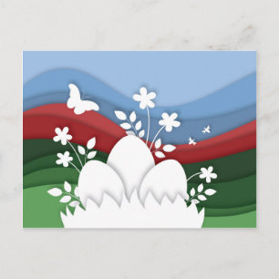 Postal Cacería de huevos de Pascua en la naturaleza de la