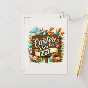 Postal Cacería de huevos en Semana Santa