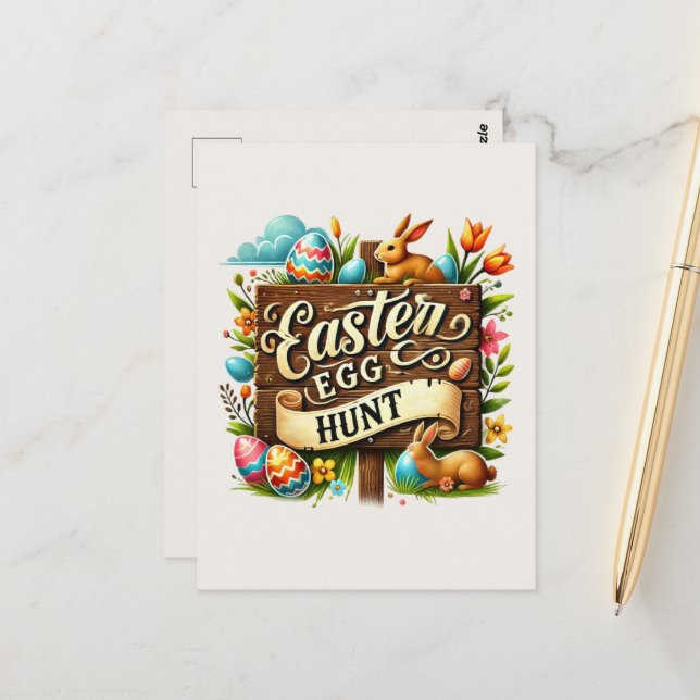 Postal Cacería de huevos en Semana Santa (Anverso/Reverso In Situ)