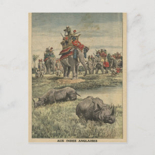 Postal Cacería de rinocerontes en honor al Rey Jorge V