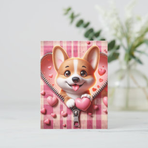 Postal Cachorro 3D en fondo rosa y blanco (31)