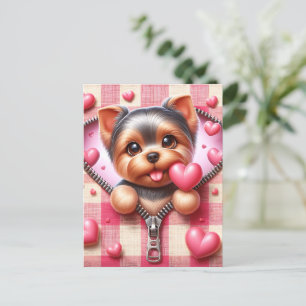 Postal Cachorro 3D en fondo rosa y blanco (5)