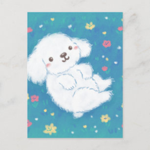 Postal Cachorro Adorable con Flores