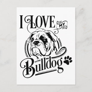 Postal Cachorro Adorable de Bulldog Hola Pensando en Ti A