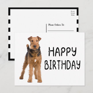 Postal Cachorro adorable de raza Airdale Terrier Feliz Cu