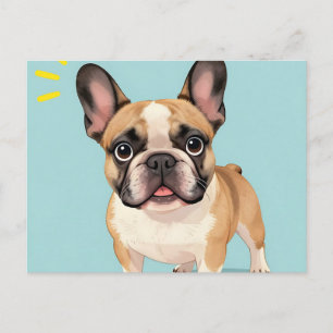 Postal Cachorro adorable de toro francés color cervato