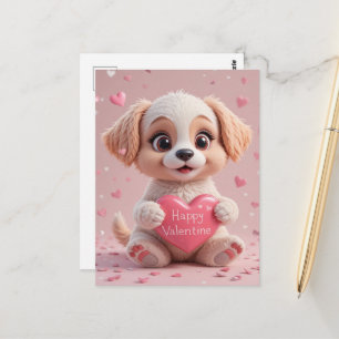 Postal Cachorro Adorable Día de San Valentín Amor Perro 