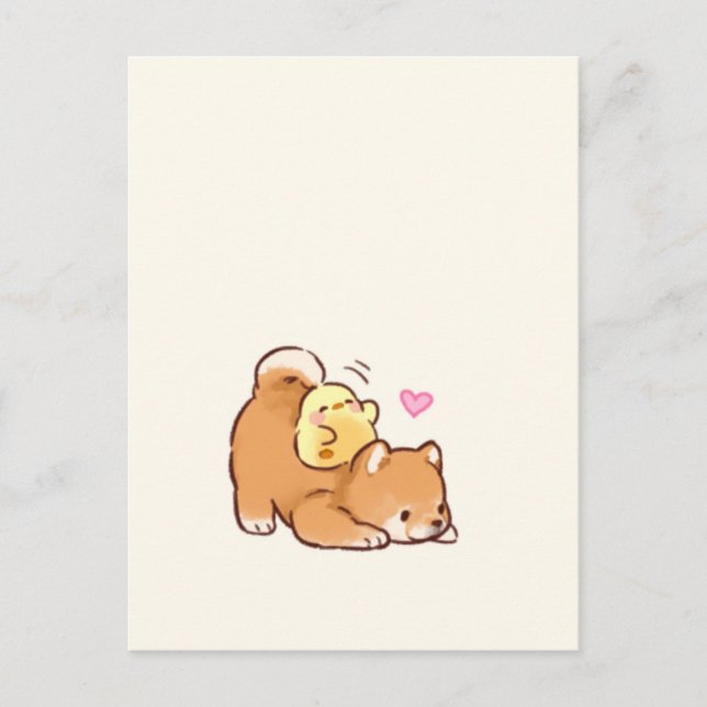 Postal Cachorro Adorable y Pollito (Anverso)