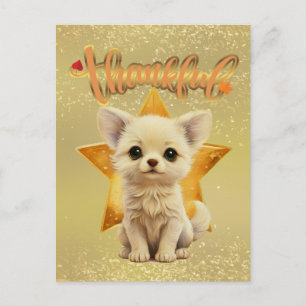 Postal Cachorro agradecido con ojos de estrella