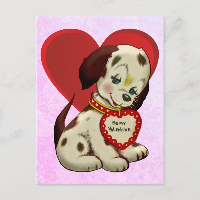Postal Cachorro Antiguo  Nieta Día de San Valentín (Anverso)
