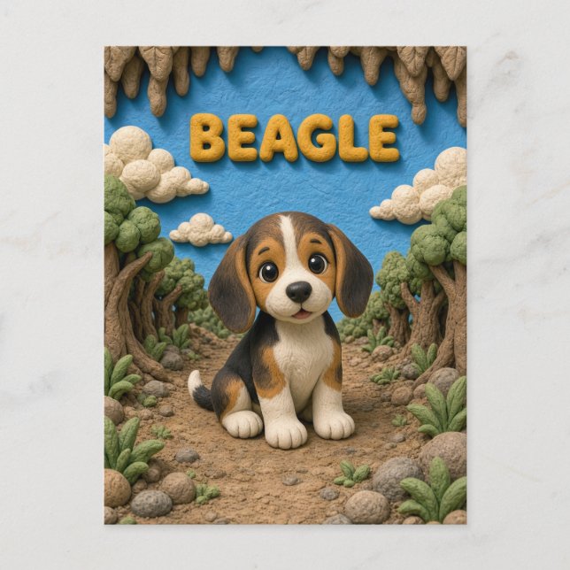 Postal Cachorro Beagle Adorable, Perro Bebé (Anverso)