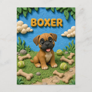 Postal Cachorro Boxer Adorable, Bebé Perro