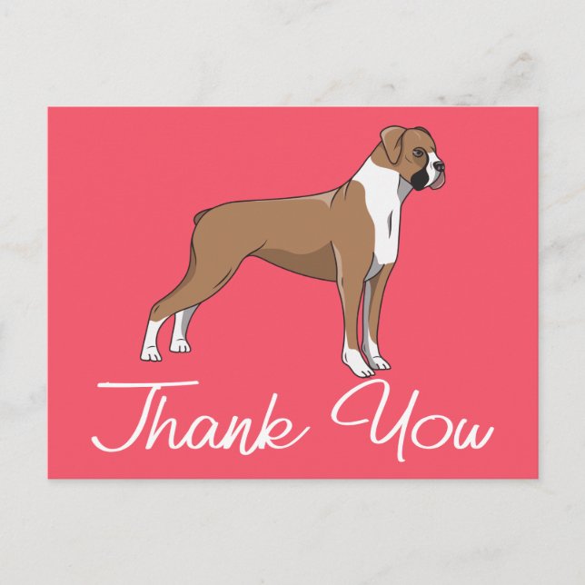 Postal Cachorro Boxer de Dibujos Animados Rosa Cachorro A (Anverso)
