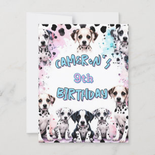Postal Cachorro dálmata adorable cumpleaños acuarela