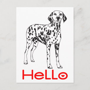 Postal Cachorro dálmata adorable Hola Pensando en ti