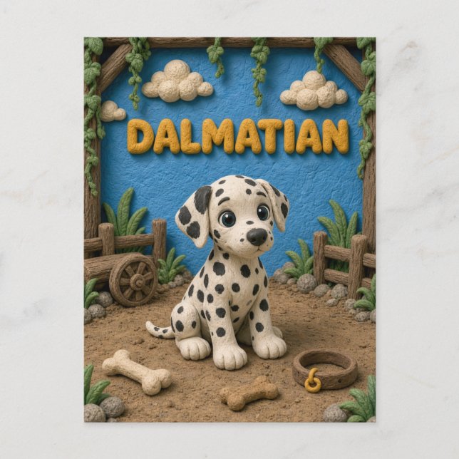 Postal Cachorro dálmata adorable, perro bebé (Anverso)