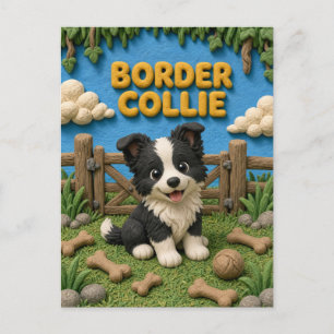 Postal Cachorro de Border Collie Adorable, Perro Bebé