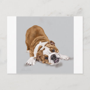 Postal Cachorro de bulldog en juego