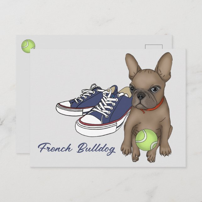 Postal Cachorro de Bulldog francés (Anverso / Reverso)