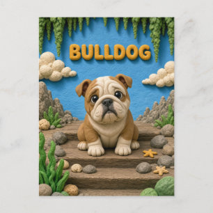 Postal Cachorro de Bulldog Inglés Adorable, Bebé Perro
