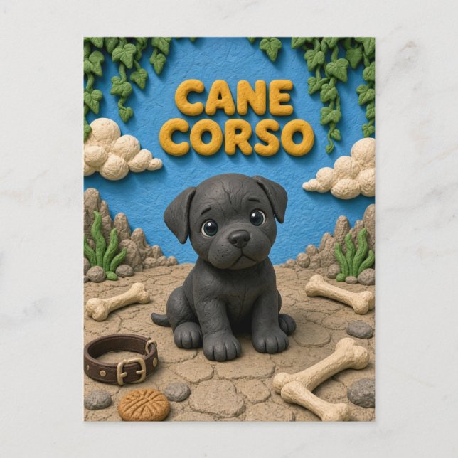 Postal Cachorro de Cane Corso Adorable, Perrito Bebé (Anverso)