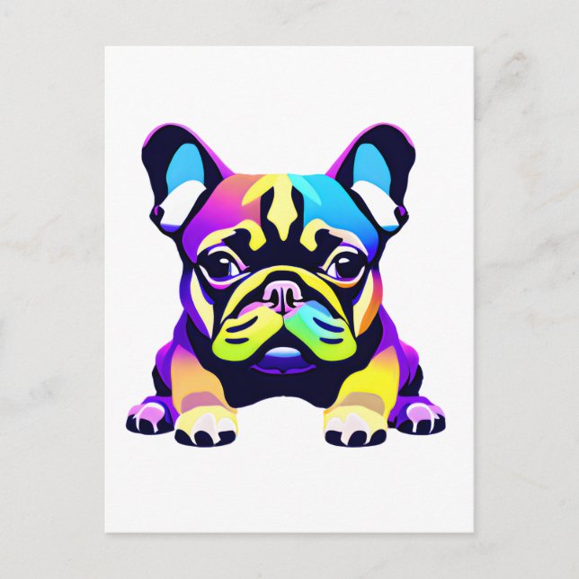 Postal Cachorro de cerdo colorido (Anverso)