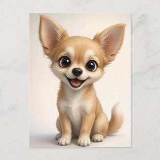 Postal Cachorro de Chihuahua Adorable de Pelo Largo