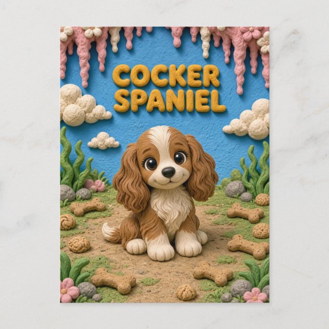 Postal Cachorro de Cocker Spaniel Adorable, Bebé Perro (Anverso)