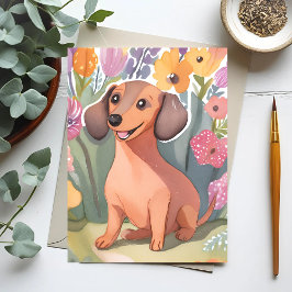 Postal Cachorro de Dachshund | Perro de Acuarela Mascota