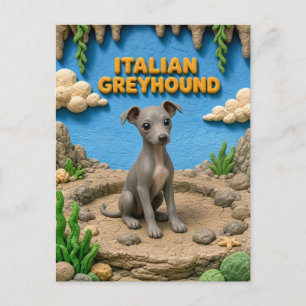 Postal Cachorro de Galgo Italiano Adorable, Bebé Perro