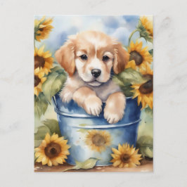 Postal Cachorro de girasol