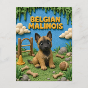 Postal Cachorro de Malinois Belga Adorable, Bebé Perro