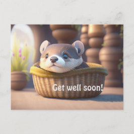 Postal Cachorro de nutria lindo en una cesta - personaliz