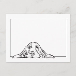 Postal cachorro de ojos de perro de raza basset hound neg