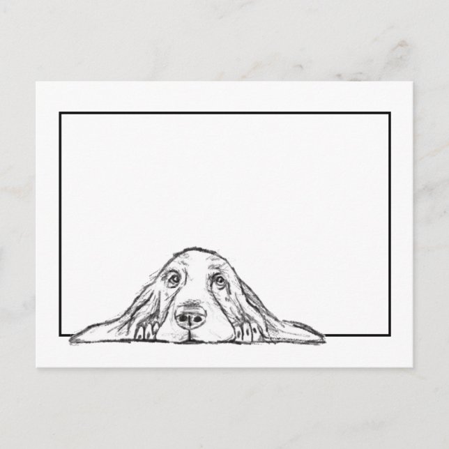 Postal cachorro de ojos de perro de raza basset hound neg (Anverso)