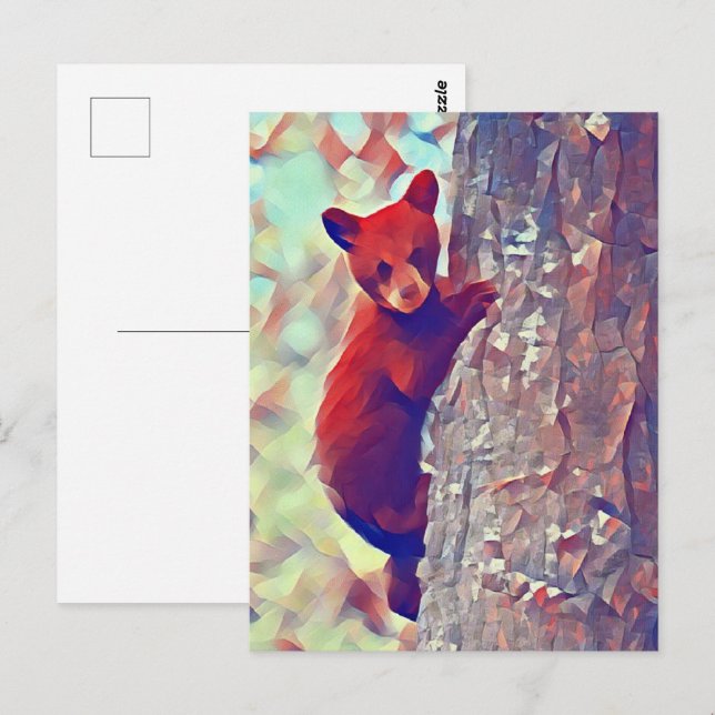 Postal Cachorro de oso subiendo árbol (Anverso / Reverso)