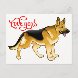 Postal Cachorro de Pastor Alemán Amor, Pensando en Ti