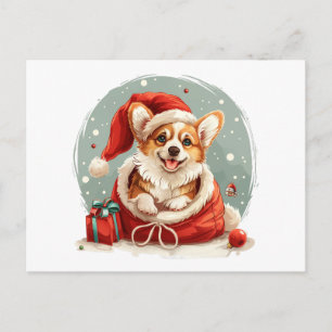 Postal cachorro de Pembroke Welsh Corgi de Navidad