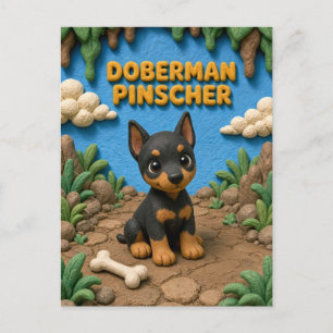 Postal Cachorro de Pinscher Doberman, Bebé Perro