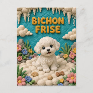 Postal Cachorro de raza Bichon Frise, Bebé Perro