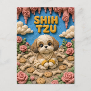 Postal Cachorro de raza Shih Tzu lindo, Bebé Perro